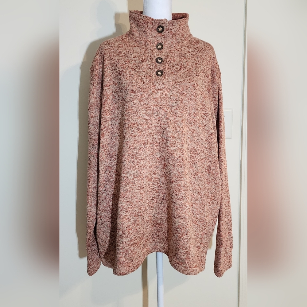 NEW Pink Multicolor Natural Reflections Pullover Henley Sweater Women's XXL